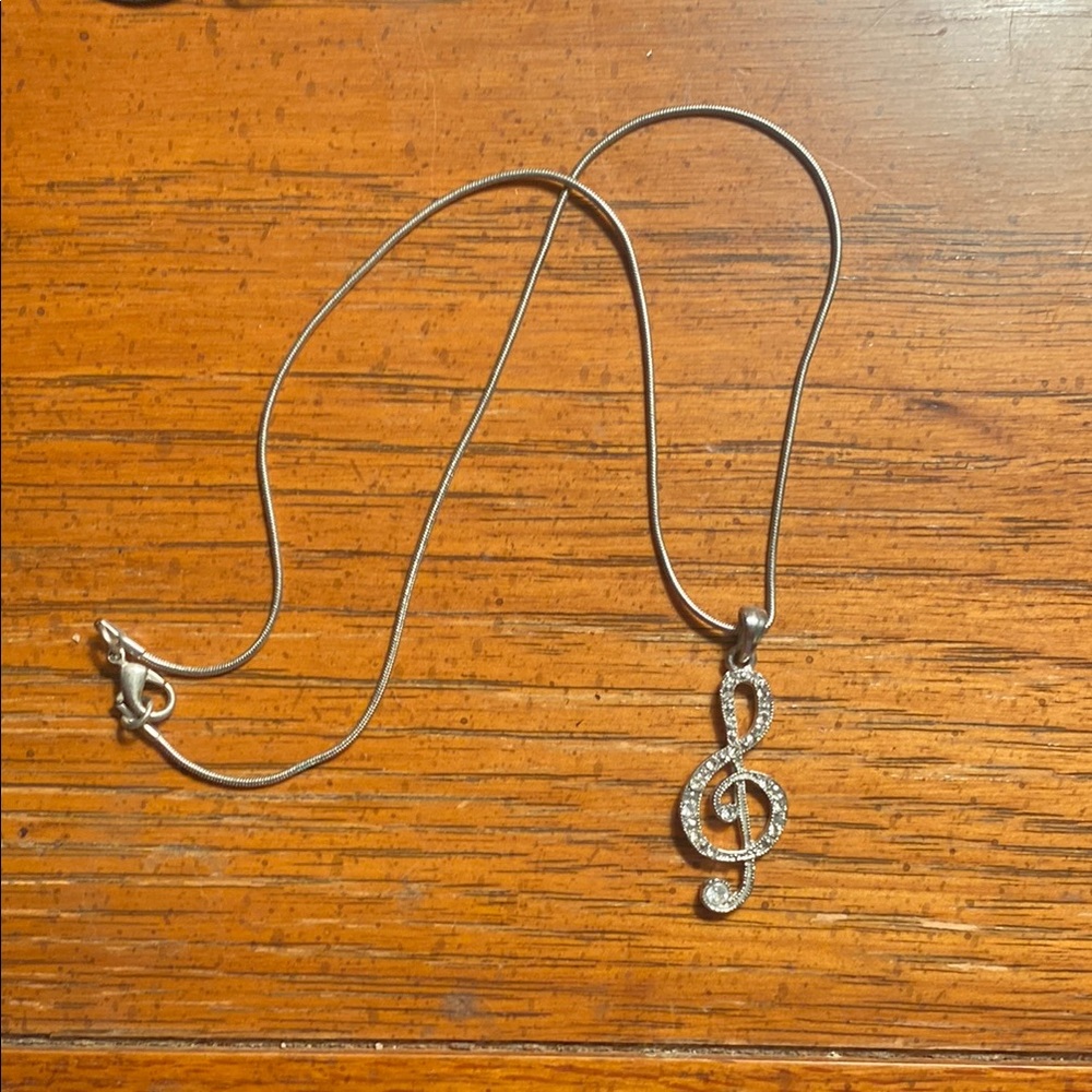 Silver Treble Clef Necklace
